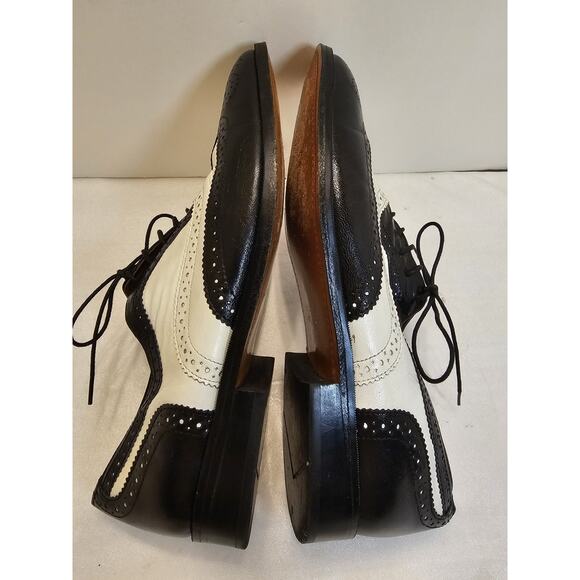 Stacy Adams Leather Oxford Wingtip Two Toned Black/White Dress Shoe Size 9.5M - Picture 5 of 11